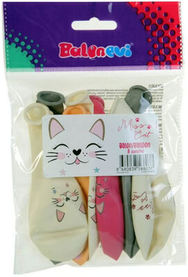Paketli Baskılı Balon - Miss Cat Baskılı 12