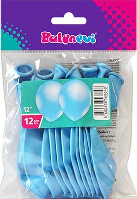 Paketli Latex Balon Metalik - Açık Mavi Balon 12 Adet    