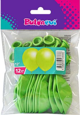 Paketli Latex Balon Metalik - Açık Yeşil Balon 12 Adet    