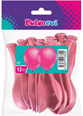 Paketli Latex Balon Metalik - Fuşya Balon 12 Adet    