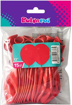 Paketli Latex Balon Pastel - Kırmızı Balon 15 Adet    