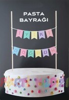 Parti Yıldızı - Pasta Bayrağı Pastel İyiki Doğdun