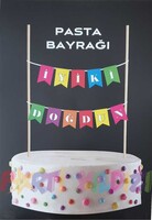 Parti Yıldızı - Pasta Bayrağı Renkli Happy Birthday