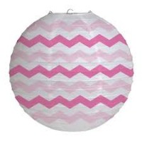 Parti Yıldızı - Pembe Çizgili Büyük Boy Fener 30 cm 1 Adet
