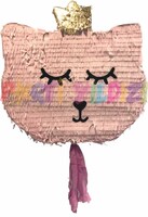 Parti Yıldızı - Pembe Taçlı Prenses Kedi Şekilli Pinyata