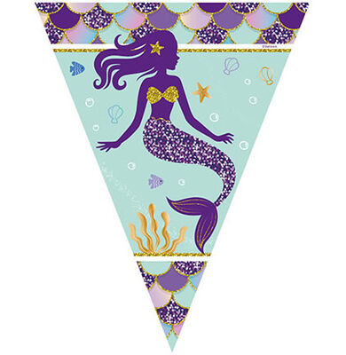 Pırıltılı Deniz Kızı Üçgen Bayrak Set