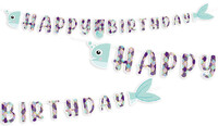 Parti Yıldızı - Pırıltılı Deniz Kızı Happy Birthday Banner