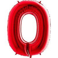 Parti Yıldızı - Rakam Balon 0 Rakamı Kırmızı - 100 cm