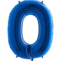 Parti Yıldızı - Rakam Balon 0 Rakamı Mavi - 100 cm
