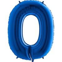Parti Yıldızı - Rakam Balon 0 Rakamı Mavi - 100 cm