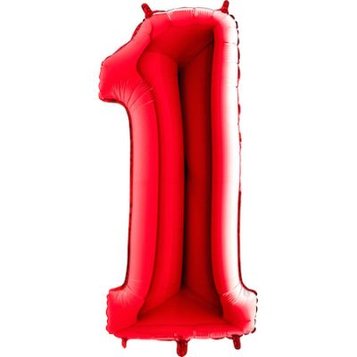 Rakam Balon 1 Rakamı Kırmızı - 100 cm