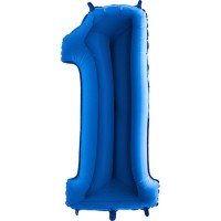 Parti Yıldızı - Rakam Balon 1 Rakamı Mavi - 100 cm