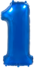 Rakam Balon 1 Rakamı Mavi - 70CM