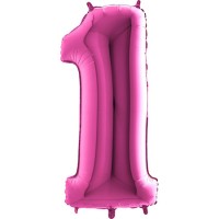 GRABO - Rakam Balon 1 Rakamı Pembe - 100 cm