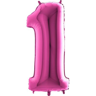 Rakam Balon 1 Rakamı Pembe - 100 cm