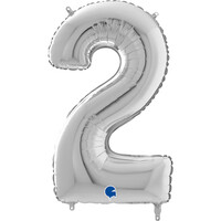 GRABO - Rakam Balon 2 Rakamı Gümüş - 70 cm