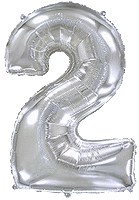 FLEXMETAL - Rakam Balon 2 Rakamı Gümüş - 70CM