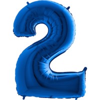 Parti Yıldızı - Rakam Balon 2 Rakamı Mavi - 100 cm
