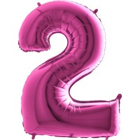 Parti Yıldızı - Rakam Balon 2 Rakamı Pembe - 100 cm
