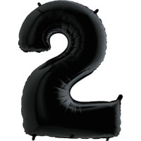 Parti Yıldızı - Rakam Balon 2 Rakamı Siyah - 100 cm