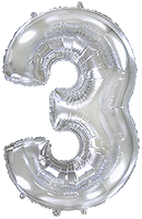 FLEXMETAL - Rakam Balon 3 Rakamı Gümüş - 70CM