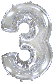 Rakam Balon 3 Rakamı Gümüş - 70CM