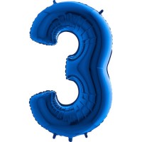 GRABO - Rakam Balon 3 Rakamı Mavi - 100 cm