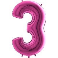 Parti Yıldızı - Rakam Balon 3 Rakamı Pembe - 100 cm