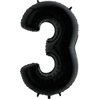 Parti Yıldızı - Rakam Balon 3 Rakamı Siyah - 100 cm