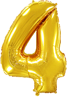 FLEXMETAL - Rakam Balon 4 Rakamı Gold - 70CM