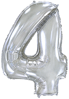FLEXMETAL - Rakam Balon 4 Rakamı Gümüş - 70CM