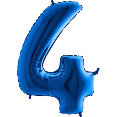 Rakam Balon 4 Rakamı Mavi - 100 cm
