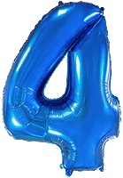 FLEXMETAL - Rakam Balon 4 Rakamı Mavi - 70CM