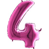 Parti Yıldızı - Rakam Balon 4 Rakamı Pembe - 100 cm