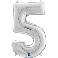 GRABO - Rakam Balon 5 Rakamı Gümüş - 70 cm
