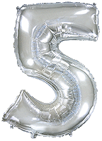 FLEXMETAL - Rakam Balon 5 Rakamı Gümüş - 70CM