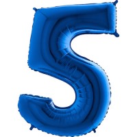 Parti Yıldızı - Rakam Balon 5 Rakamı Mavi - 100 cm