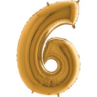 GRABO - Rakam Balon 6 Rakamı Gold - 100 cm