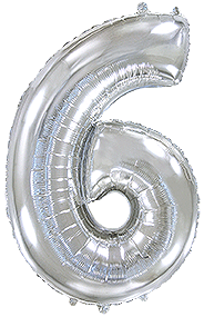 Rakam Balon 6 Rakamı Gümüş - 70CM