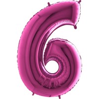 Parti Yıldızı - Rakam Balon 6 Rakamı Pembe - 100 cm