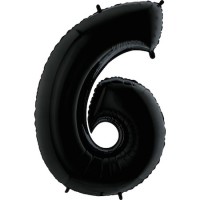 Parti Yıldızı - Rakam Balon 6 Rakamı Siyah - 100 cm
