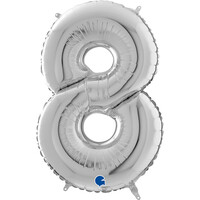 GRABO - Rakam Balon 8 Rakamı Gümüş - 70 cm