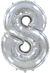 Rakam Balon 8 Rakamı Gümüş - 70CM