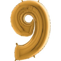 GRABO - Rakam Balon 9 Rakamı Gold - 100 cm