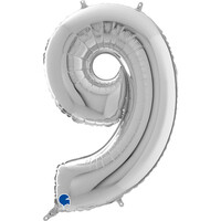 GRABO - Rakam Balon 9 Rakamı Gümüş - 70 cm