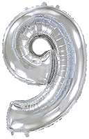 FLEXMETAL - Rakam Balon 9 Rakamı Gümüş - 70CM