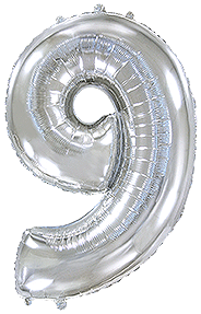 Rakam Balon 9 Rakamı Gümüş - 70CM
