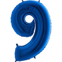 Parti Yıldızı - Rakam Balon 9 Rakamı Mavi - 100 cm