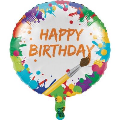 Renkli Boyama Partisi Happy Birthday 18inç Folyo