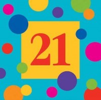 Parti Yıldızı - Renkli Doğum Günü Çizgilerii 21 Yaş Peçete